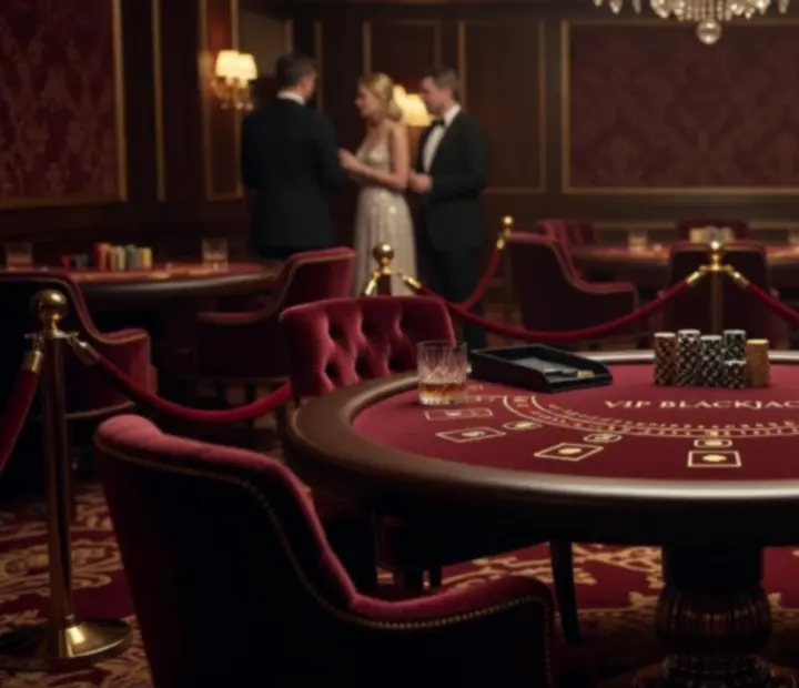 Privát VIP blackjack asztal arany részletekkel és prémium italokkal