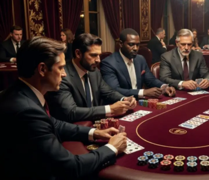 High stakes pókeresemény elegáns kaszinó környezetben