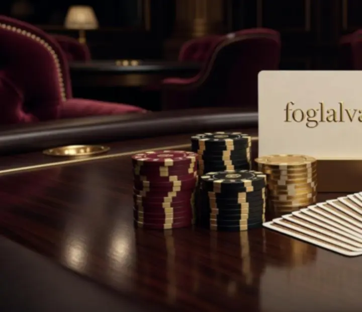 Pókerasztal elegánsan elrendezett zsetonokkal asztalfoglaláshoz